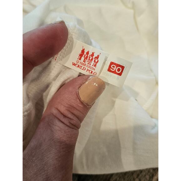 Vintage world polo haven't lace trim tank top undershirt cream large delicate - Picture 6 of 6